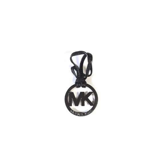 Michael Kors Hangtag-100% Authentic Black Leather |  Silver Charm 2" - Picture 1 of 3
